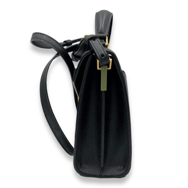 Cassandra Mini Black Top Handle Bag in Caviar Leather, Gold hardware - Image 4