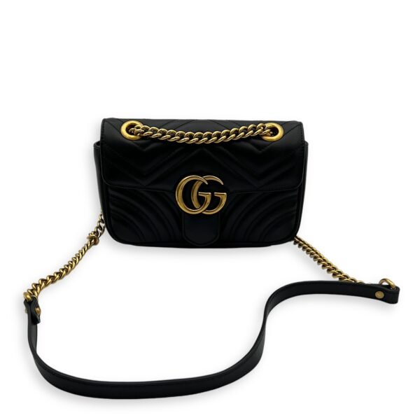 GG Marmont Shoulder Bag Mini Black in Calfskin, Gold hardware - Image 12