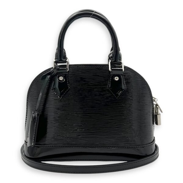 Alma Top Handle Bag BB Black in Patent Leather, Silver hardware - Image 12