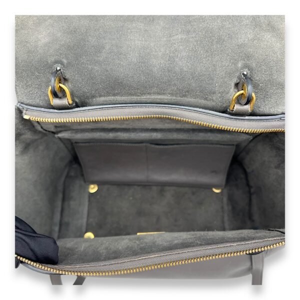 Belt Mini Grey Top Handle Bag in Calfskin, Gold hardware - Image 6
