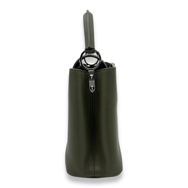 Capucines Top Handle Bag BB Green in Taurillon Leather, Silver hardware - Image 3