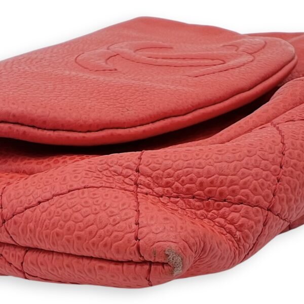 Half Moon Wallet On Chain Red in Caviar Leather, Silver hardware - Image 10
