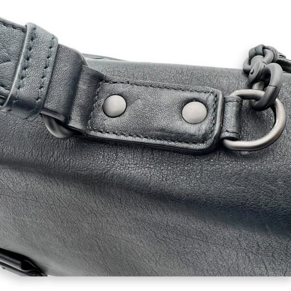 Flap Briefcase Black in Goat Leather, Ruthenium hardware - Image 12