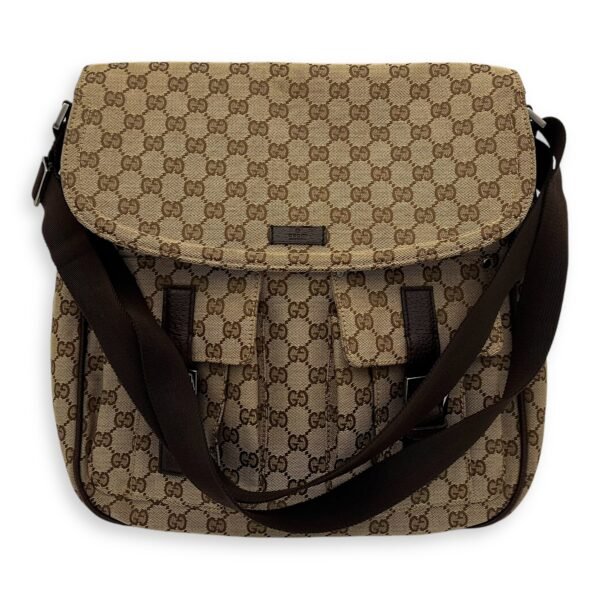 GG Canvas Brown Messenger in Jacquard, Silver hardware - Image 12