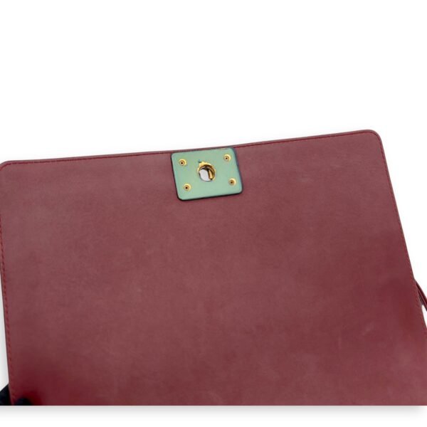 Boy Shoulder Bag Medium Red in Calfskin, Gold hardware - Image 12
