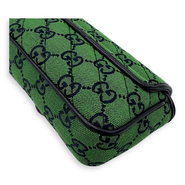 GG Marmont Super Mini Green Crossbody Bag in Canvas, Silver hardware - Image 14