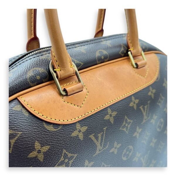 Deauville MM Brown Top Handle Bag in Monogram Coated Canvas, Gold hardware - Image 12