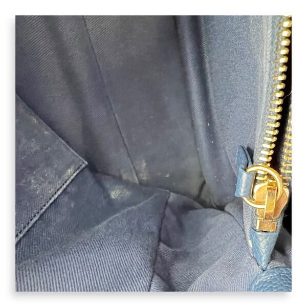 CC Lock Top Handle Bag Blue in Caviar Leather, Gold hardware - Image 13
