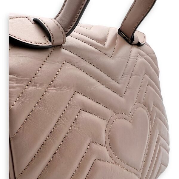 GG Marmont Top Handle Bag Beige in Calfskin, Gold hardware - Image 12