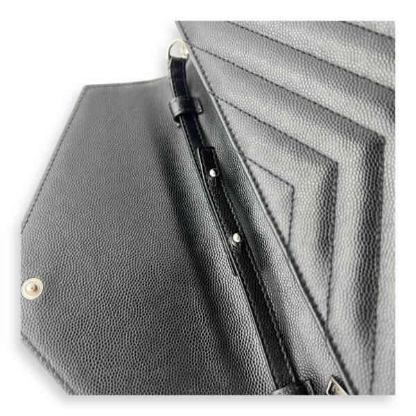 Cassandre Black Wallet On Chain in Calfskin, Silver hardware - Image 11