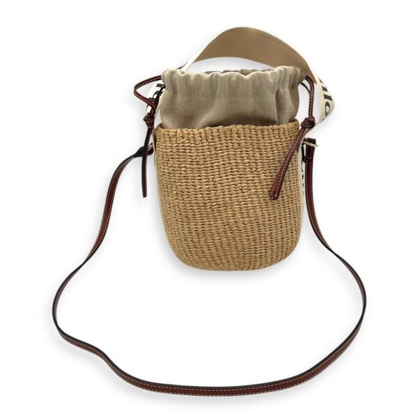 Bucket Crossbody Bag Brown in Jute, Gold hardware - Image 12