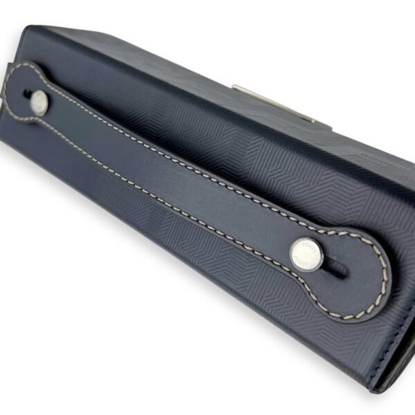 Baguette Box Shoulder Bag Blue in Coated Canvas, Silver hardware - Image 12