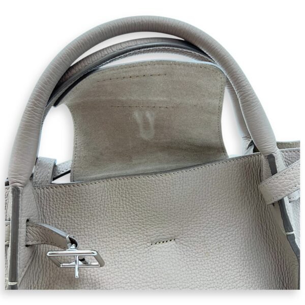 Big Top Handle Bag Grey in Calfskin, Silver hardware - Image 13