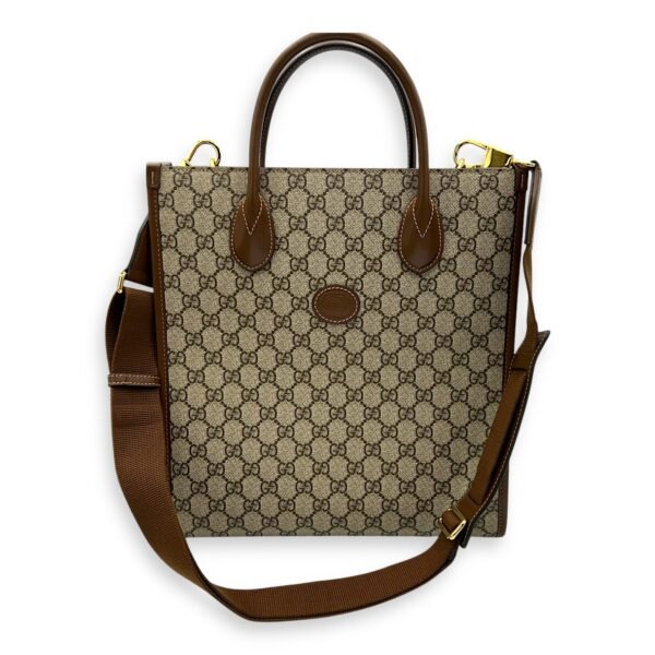 GG Supreme Tote Bag Brown in Monogram Coated Canvas, Gold hardware - Image 12