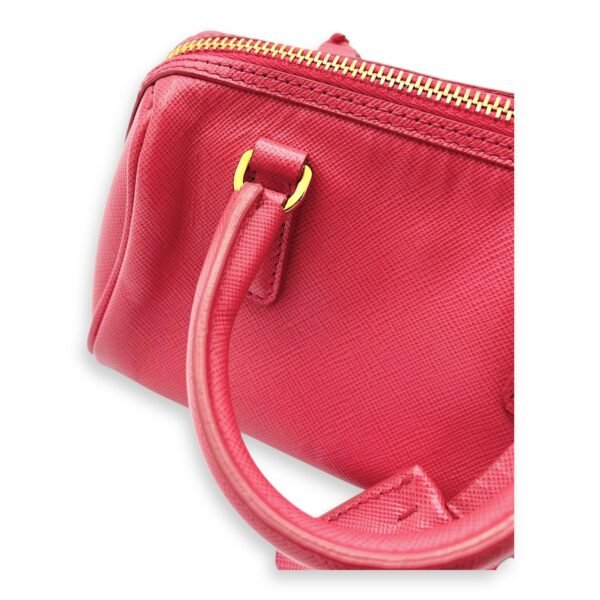 Convertible Bowler Boston Mini Pink Top Handle Bag in Saffiano Leather, Gold hardware - Image 12