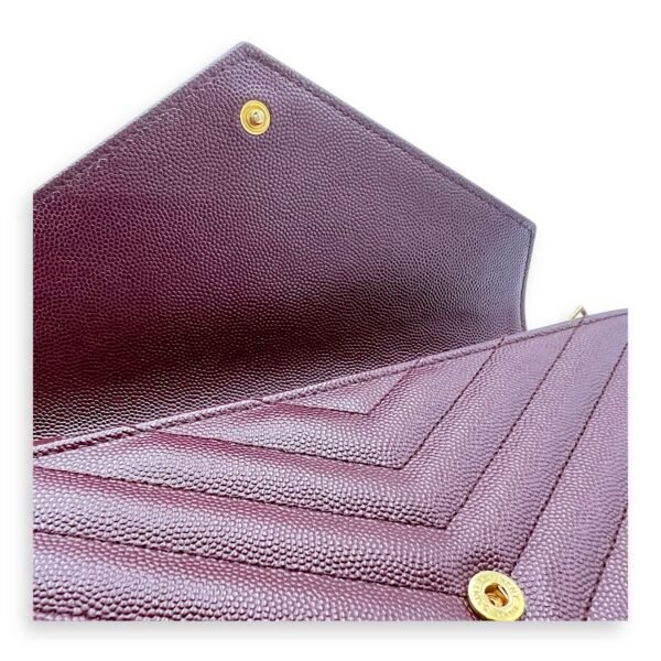 Cassandre Red Wallet On Chain in Calfskin, Gold hardware - Image 12