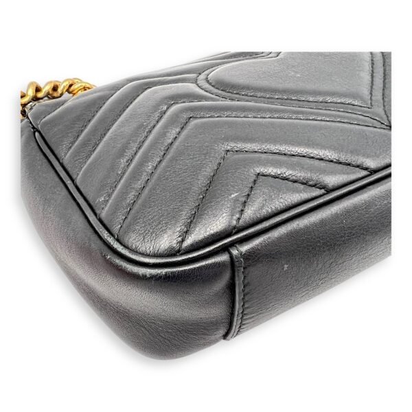 GG Marmont Mini Black Shoulder Bag in Calfskin, Gold hardware - Image 12