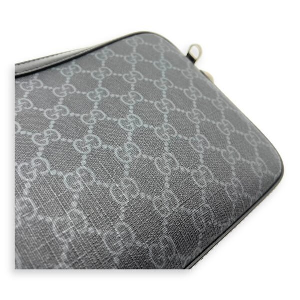 GG Supreme Black Crossbody Bag in Coated Canvas, Silver hardware - Image 12