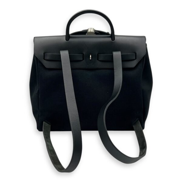 Herbag A Dos 31 Black Backpack in Canvas, Silver hardware - Image 2
