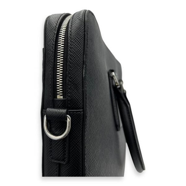 Logo Black Briefcase in Saffiano Leather, Silver hardware - Image 12