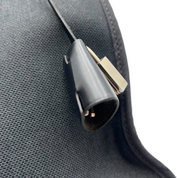 Herbag 31 Black Top Handle Bag in Canvas, Silver hardware - Image 12
