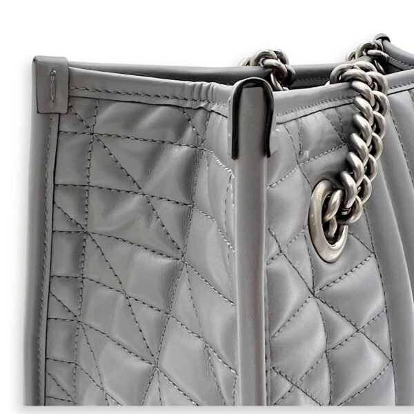 GG Marmont Tote Bag Grey in Calfskin, Ruthenium hardware - Image 12