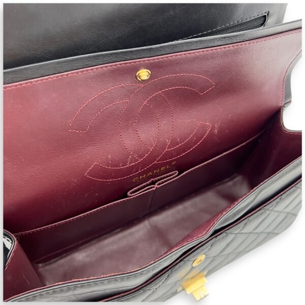 2.55 Medium Black Shoulder Bag in Calfskin, Gold hardware - Image 14