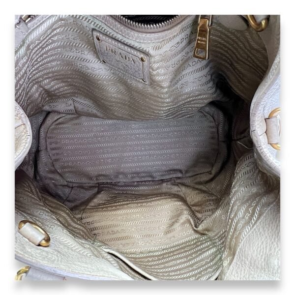 Logo Beige Top Handle Bag in Calfskin, Gold hardware - Image 13