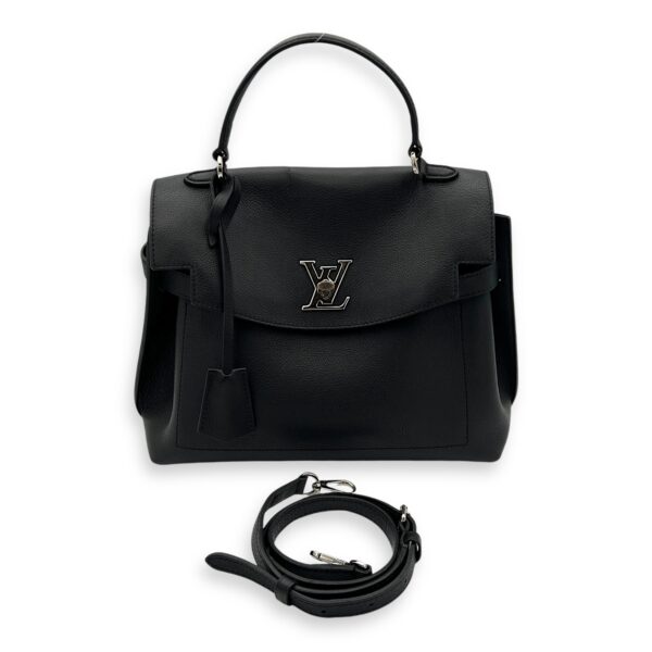 LockMe Ever MM Black Top Handle Bag in Calfskin, Silver hardware - Image 13