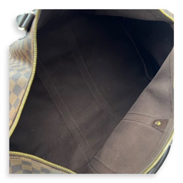 Keepall Duffle Bag 55 Damier Ebene in Coated Canvas, Gold hardware - Image 13