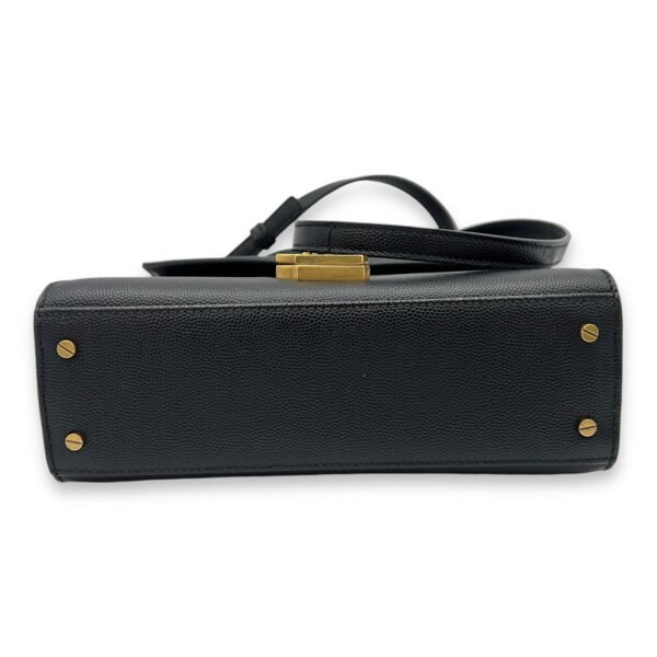 Cassandra Mini Black Top Handle Bag in Caviar Leather, Gold hardware - Image 5