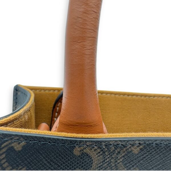 Cabas Triomphe Vertical Top Handle Bag Brown in Coated Canvas - Image 9