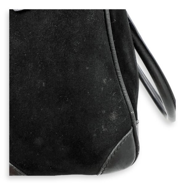Boston Top Handle Bag Black in Suede Leather, Gold hardware - Image 15