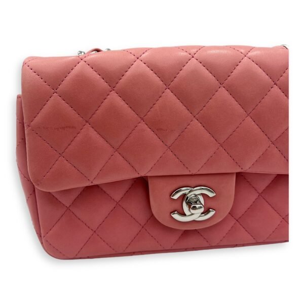 Classic Shoulder Bag Mini Rectangle Pink in Lambskin, Gold hardware - Image 10