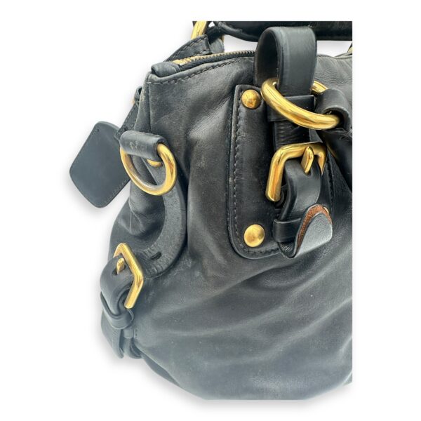 Logo Top Handle Bag Black in Calfskin, Gold hardware - Image 13