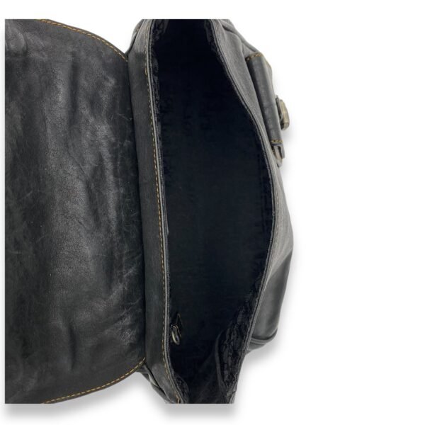 Gaucho Black Crossbody Bag in Calfskin, Ruthenium hardware - Image 6