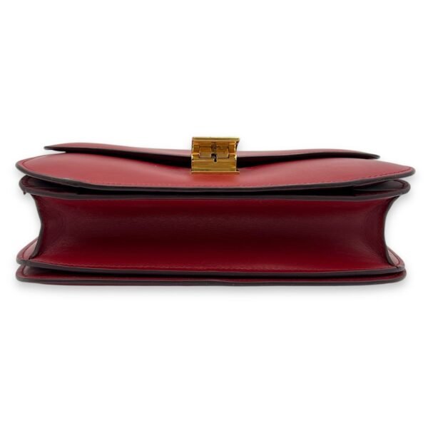 Box Medium Red Shoulder Bag in Calfskin, Gold hardware - Image 5