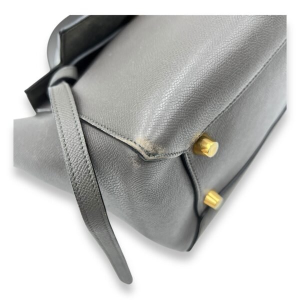 Belt Mini Grey Top Handle Bag in Calfskin, Gold hardware - Image 7
