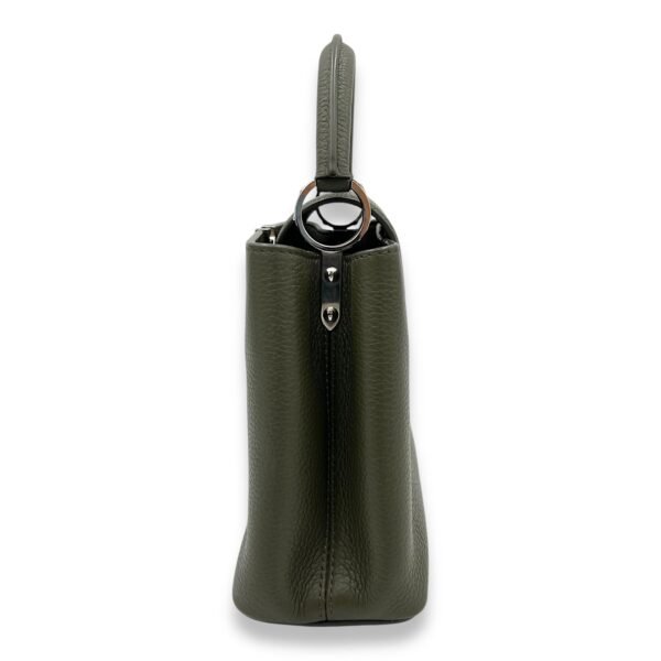 Capucines Top Handle Bag BB Green in Taurillon Leather, Silver hardware - Image 4