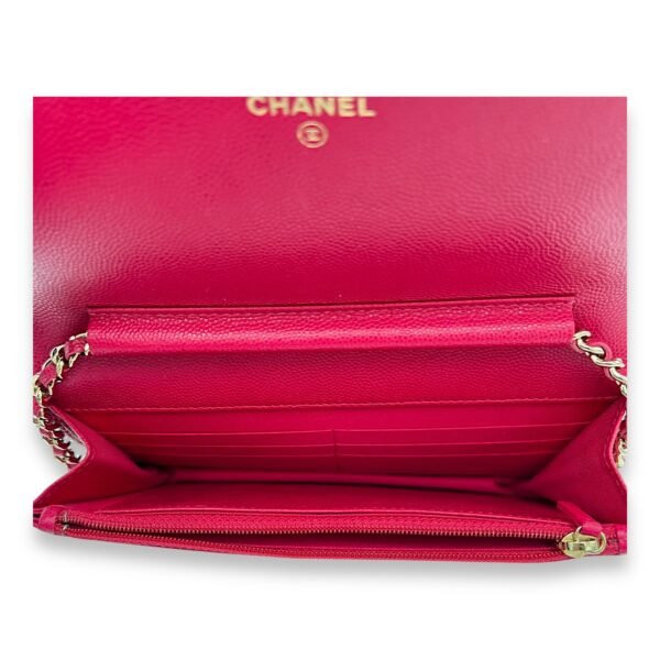 Boy Pink Wallet On Chain in Caviar Leather, Gold hardware - Image 6
