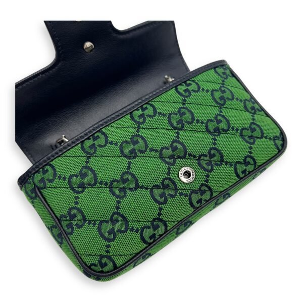 GG Marmont Super Mini Green Crossbody Bag in Canvas, Silver hardware - Image 13