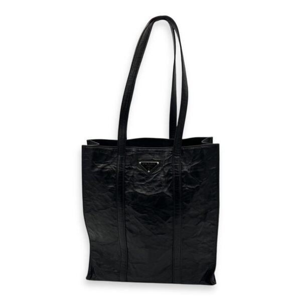 Antique Logo Small Black Tote Bag in Nappa Leather, Silver hardware - Image 13