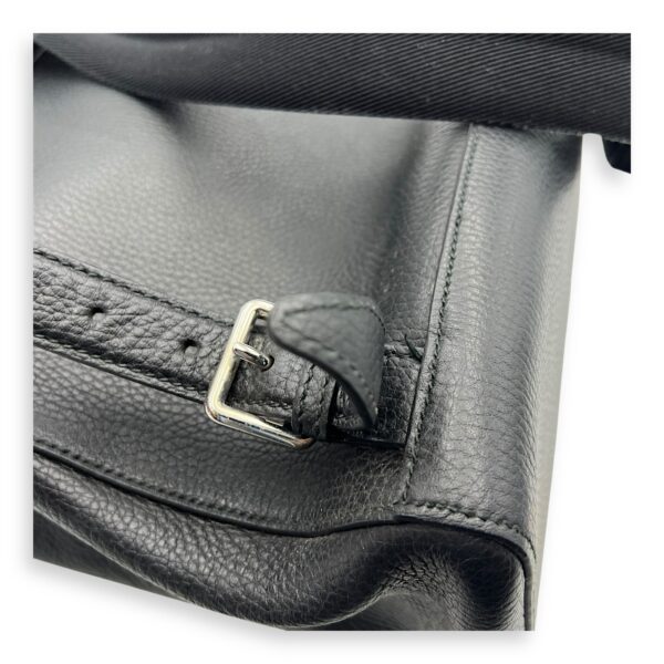 Flap Backpack Black in Calfskin, Silver hardware - Image 13