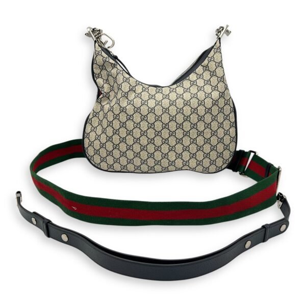 Attache Shoulder Bag Blue in Coated Canvas, Silver hardware - Image 13