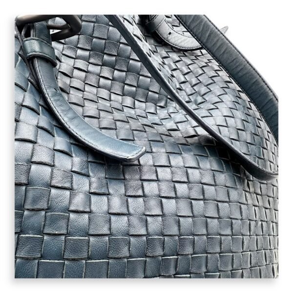 Intrecciato Shoulder Bag Blue in Lambskin, Ruthenium hardware - Image 13