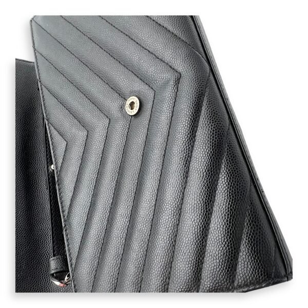 Cassandre Black Wallet On Chain in Calfskin, Silver hardware - Image 12