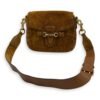 Lady Web Brown Shoulder Bag in Suede Leather, Gold hardware - Image 13