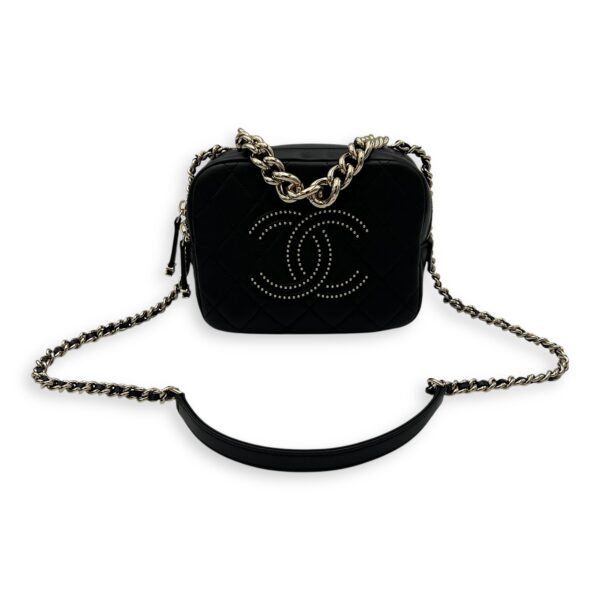 CC Camera Studded Black Shoulder Bag in Lambskin, Gold hardware - Image 13