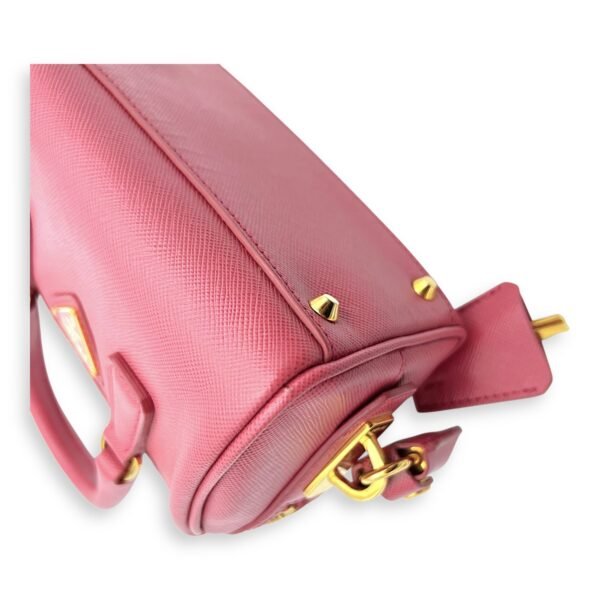 Convertible Bowler Boston Mini Pink Top Handle Bag in Saffiano Leather, Gold hardware - Image 14