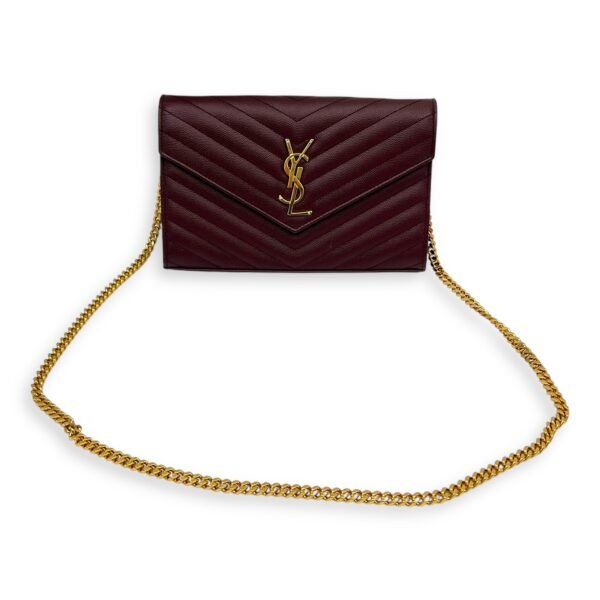 Cassandre Red Wallet On Chain in Calfskin, Gold hardware - Image 13